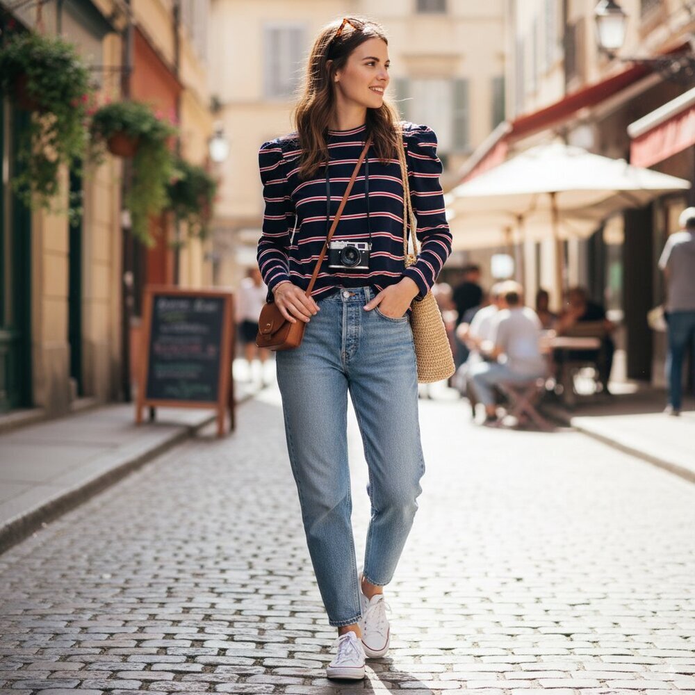 The Fifth Label Kinetic Stripe Top Navy with Red NWT